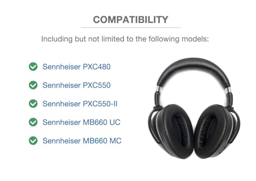 Almohadillas para auriculares de espuma de cuero real de piel de oveja compatibles con Sennheiser PXC550 PXC550-II MB 660 PXC 480 serie miniatura 4