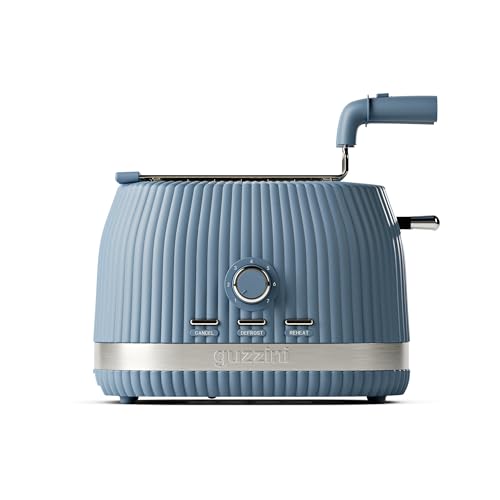 Guzzini, Sous Chef, Tostapane in Materiale Bio-Based, 7 Livelli di Tostatura, con Pinze Apribili e Griglia Scalda-Croissant, Vaschetta Raccoglibriciole Estraibile (Blue Navy)