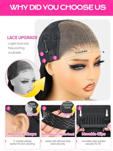 Image of ISEE Glueless Wigs Human Hair 7x5 Lace Kinky Straight Wig For Women 22 Inch