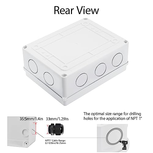 Lemotech Junction Box With Reserved Holes Abs Plastic Electrical Box Ip65 Waterproof Dustproof Project Enclosure For Electronics White 7.9 X 6.1 X 3.1 Inch #TOP6