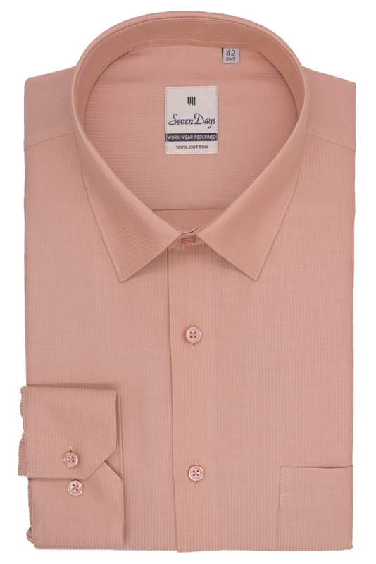 Image of 7-DAYS Men's Premium Formal Shirt - 100% Pure Cotton, Regular Fit, Plain, Full Sleeves, with Pocket - Perfect for Office Wear & Under Suits