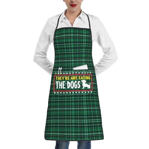 nopicsn They're Eating The Dogs Apron for cooking with Pockets Women Men Kitchen Chef Funny Aprons