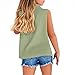 Girls Linen Tank Tops Spring Summer Beach Vacation Cotton Collar Sleeveless Shirts Casual Gauze Crewneck Button Down Tunic Top Cruise Capsule Wardrobe Valentine's Day Camisole Size 7-8 Green