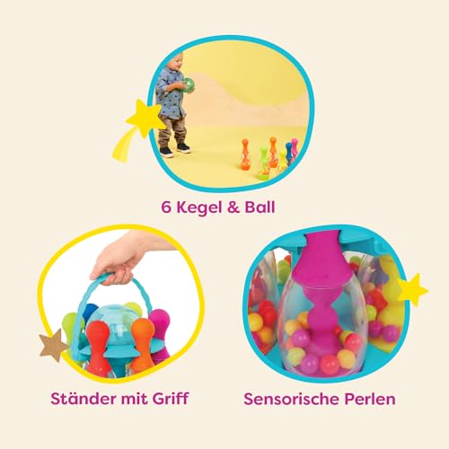 B. Play – Kegelspiel für Kinder – Bowling Set Kinder mit 6 Kegeln und Kugel – Indoor und Outdoor Spielzeug – Kinderspielzeug – ab 2 Jahren – Auf geht’s zum Bowling