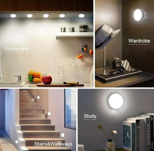 Image of LEPOWER Motion Sensor Light for Home, USB Rechargeable Wireless LED Night Light, Self Adhesive Body Induction Lamp for Wardrobe, Cupboard, Stairs, Kitchen