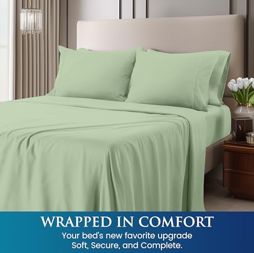 Image of Utopia Bedding Queen Sheet Set, Soft Microfiber 4 Piece Bed Sheets with 15 inch Deep Pocket - Easy Care Brushed Microfiber (Queen, Sage)