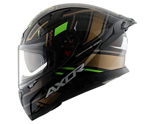 Image of Axor Apex Tiki ISI ECE DOT Certified Full Face Dual Visor Helmet for Men -Black Gold-M