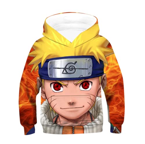 Louneu Sudaderas con Capucha De Anime Diseñador 3D Narutos Ninja Sudadera Ropa De Niño Abrigo para Niños Niñas Sudaderas con Capucha De Anime De Calle Cosplay, 10,14 Años Cover