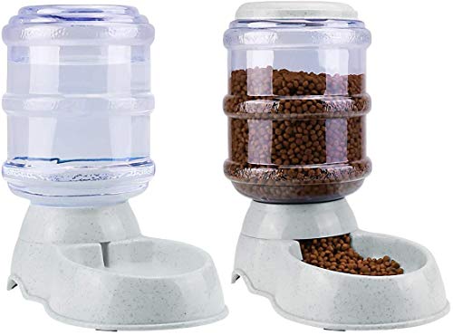 VkwjNujsvpu Pet Feeder Food and Water for Dogs and Cats, Automatic Water Food Dispenser, Natural Gravity Feeding Supplies for Small Dog Pets Puppy Kitten Rabbit Bunny