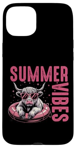 Summer Vibes Cool Cow Gafas de sol para piscina Carcasa para iPhone 15 Plus