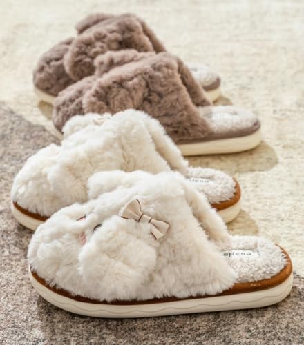 Caistre Cute Puppy Slipper for Women Warm Fluffy Winter Fall Soft Memory Foam House Slipper Cozy Fleece Lining Slides2