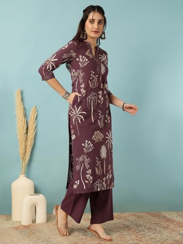 Image of GULMOHAR JAIPUR Women's Rayon Calf Length Printed Straight Kurta Bottom Set