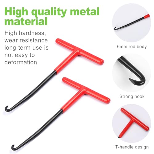 Image of 2 Pieces Exhaust Spring Puller Tool, T Handle Spring Hook Tool for Motorcycle, Dirtbike, Trampoline, and Machine Maintenance, Snowmobile Pipe Hook, Heavy Duty Spring Remover Tool