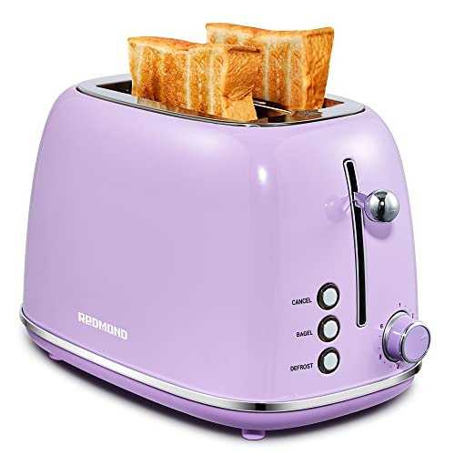 REDMOND 2 Slice Toaster Retro Stainless Steel Toaster with Bagel