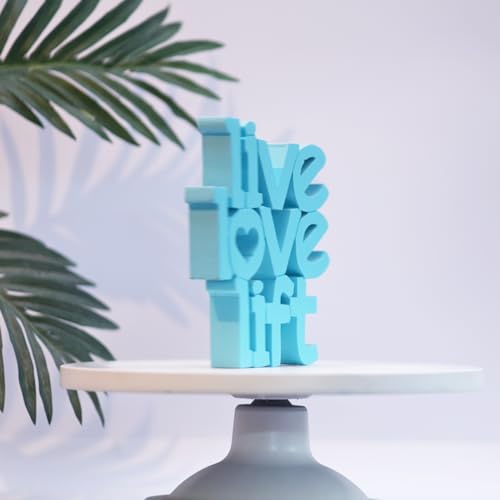 Image of NUKKAD TALES Live Love Lift Blue Quirky Showpiece Home Decor Items Decorative Items for Book Shelf Birthday Gift Items Gift for Gym Lovers (6 x 6.70 inch)