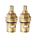 Saihisday Ceramic Stem G1/2' BSP Thread 20-Tooth Spline Ceramic Disc Cartridge Hot and Cold Stem for Standard Faucets Bathroom Kitchen, Lead Free