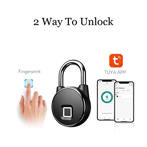 Serrure connectée Tuya rechargeable USB avec capteur biométrique d'empreintes
