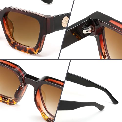 Image of FEISEDY Retro 90s Chunky Square Sunglasses for Women Men B2385