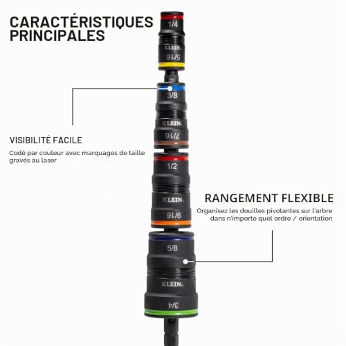 Douilles à choc magnétiques Klein Tools 32933M avec code couleur - 4