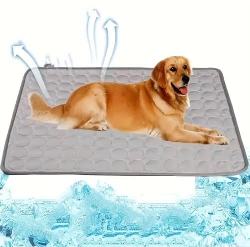 Nspr Pet Cooling Mat, (60x50cm) Summer Cushion, Dog Ice Silk Mat, Bite Resistant Breathable Cool Pad Bed Mattress,for Dogs Cats Washable Hot Summer Kennel Mat (60x50cm)
