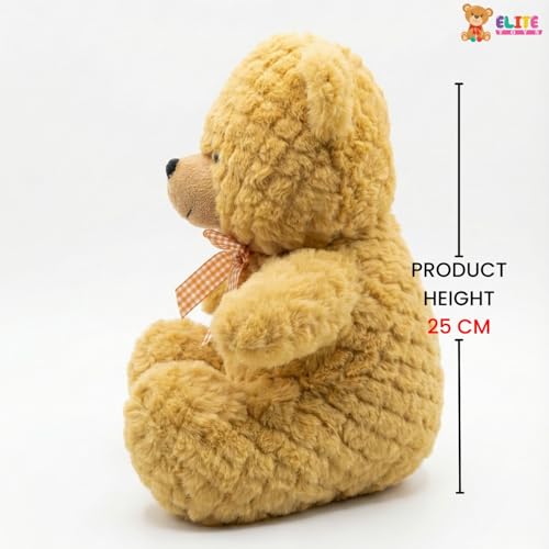 Image of Teddy Bear, 25 cm Soft Plush Stuffed Animal with Cuddly Toy for Babies and Kids Brown Colour