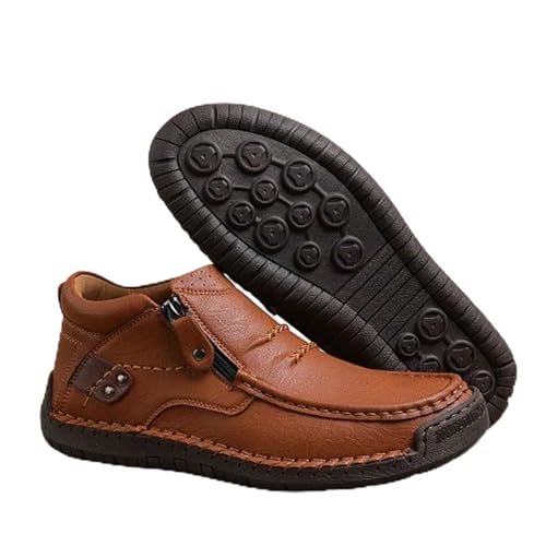 The First Young Shoes Men, Thefirstyoung Orthopedic Leather Boots, Men’s Handmade Premium Leather Slip-On Driving Boots