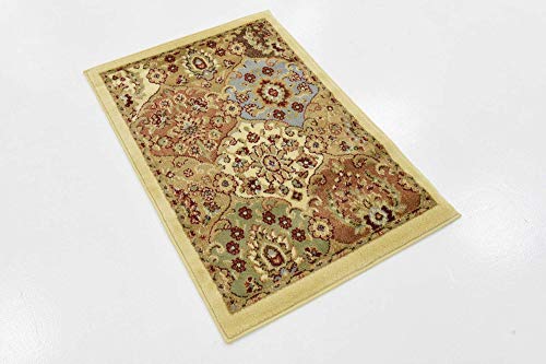 Unique Loom Voyage Collection Traditional Oriental Classic Intricate Medallion Design Area Rug (2' 2 x 3' 0 Rectangular, Ivory/Brown)