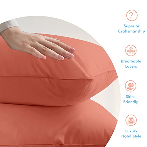 800 Thread Count 100% Egyptian Cotton Pillow Cases, Burnt Orange King Pillowcase Set Of 2, Long-Staple Combed Pure Natural 100% Cotton Pillows For Sleeping, Soft & Silky Sateen Weave Bed Pillow Cover #TOP4