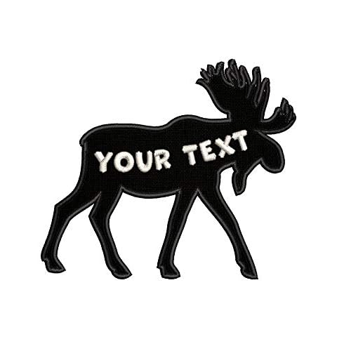 NA Custom Your Text Moose Silhouette 3.5" W x 3" T Embroidered Patch DIY Iron On/Sew On Vacation Souvenir Travel Novelty Theme Decorative Applique Mountains Big Sky. Cover