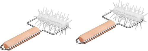 Luxshiny 2pcs Kitchen Cookies Punch Pin Crust Wood Tool Plastic Making Cooking Wheel Maker Dough Pizza Pastry for Hole Docker Handle Puncher Bread