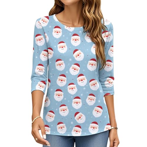 T-shirt Noël femme manches 3/4 pour rester élégante et confortable en hiver