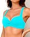 Yonique Women Underwire Bikini Top - Push Up Bathing Suit Top Padded Bra Swimsuit Top Teal M
