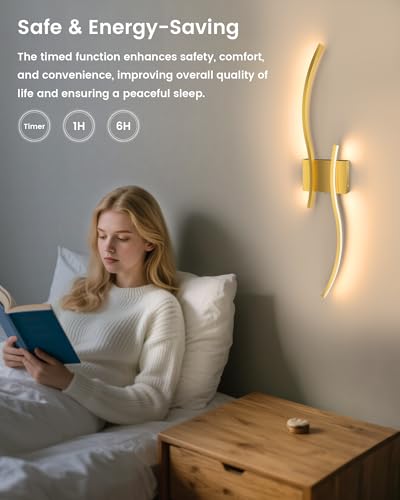 Image of NIORSUN 27.6 Inch Battery Operated Wall Sconce Set of 2, Gold Modern Rechargeable Wall Lights with Remote, 3CCT Dimmable Wireless Wall Lamp for Living Room Bedroom Hallway