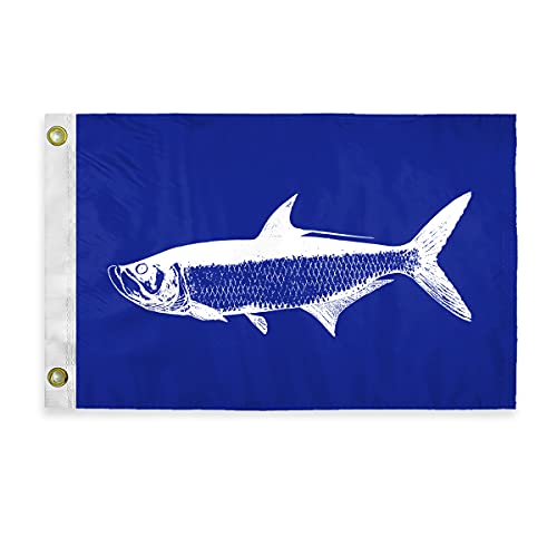 AGAS Tarpon Novelty Boat Flag - 12 x 18 inch - Double Sided Printed 200D Nylon - Solid Brass Eyelets Canvas Heading - Vivid Colors Fade Proof - Tarpon Funny Boat Nautical Flag
