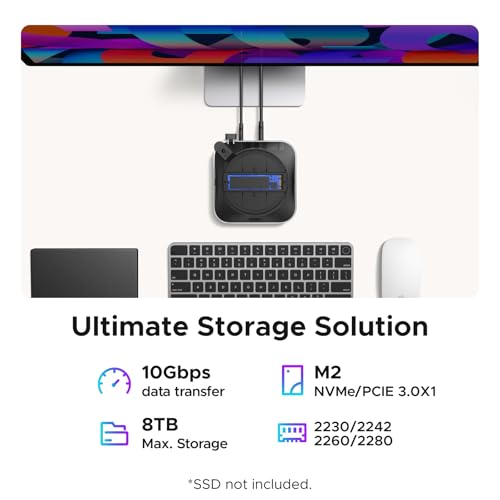 Image of UGREEN Mac mini M4 Dock and Stand DP Hub for Mac mini M4 and M4 Pro 2024 with M.2 NVMe SSD Enclosure, 4K144Hz DP,10G USB A /C, SD /TF, Audio