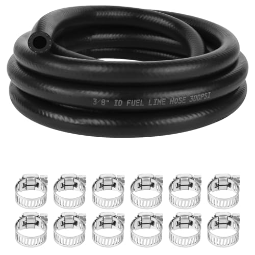 Image of 3 /8 Inch (10mm) ID Fuel Line Hose 10FT NBR Rubber Push Lock Hose High Pressure 300PSI for Automotive Fuel Systems Engines with 12 Clamps