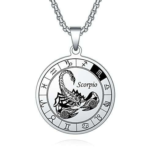 AITENME Colliers 12 Signes du Zodiaque avec Pendentifs - Médaillons en Acier Inoxydable - Bijoux en Acier Inoxydable - Cadeaux pour Hommes et Femmes -...