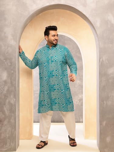 Image of SOJANYA Plus (Since 1958) Men's Cotton Blend Sanganeri Printed Long Kurta