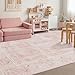 Nursery Rug for Baby Girl,Machine Washable Cute Blush Rug for Bedroom Girls Living Room Dorm Kids Playroom,Super Soft Faux Wool Boho Floral Carpet 5 by 7 Pink and White