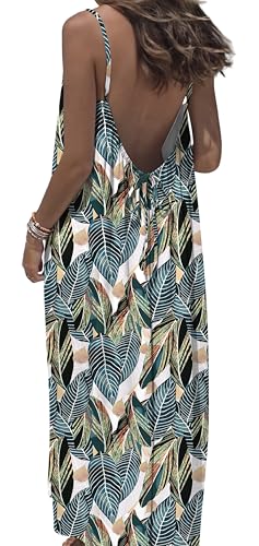 OFEEFAN Summer Dresses for Women 2026 Backless Cami Maxi Sundresses Spaghetti Strap Beach Vacation Clothes Swimsuit Coverup