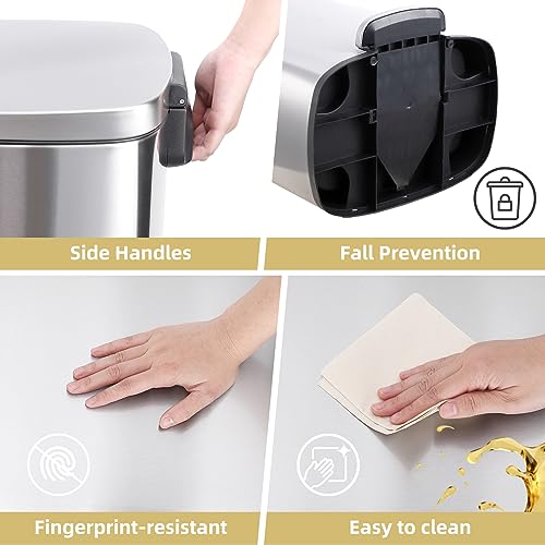 Caneca de basura rectangular acero inoxidable 13 gal miniatura 6