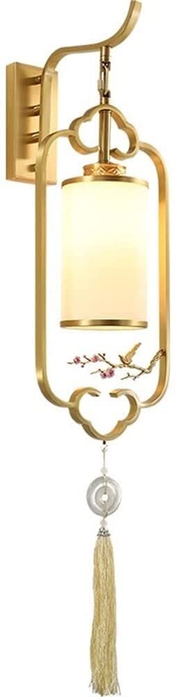 ZTCHSENZT Wall Lamp Chinese Style E27 Bedroom Bedside Lamp Copper Grass Wall Light Fixtures Living Room Study Aisle Wall Sconce Business Lighting Fixture,Wall Light