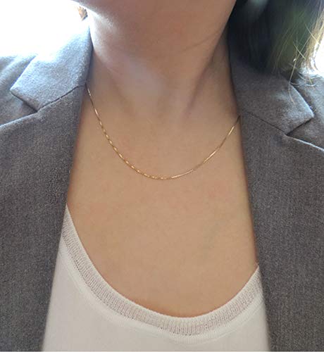Gold Filled Box Style Chain Necklace - Simple 14K Gold Filled 0.85MM Box Chain Necklace 18