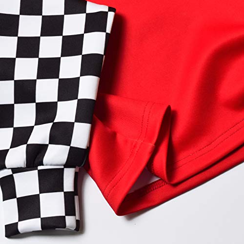 Image of Kids Girls Leather Plaid Long Sleeve Crop Top Hoddie Cropped Sweatershirts