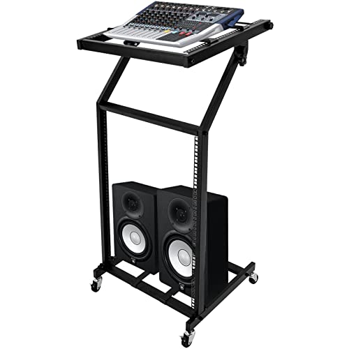 Dj Mixer Stand, 16U Dj Mixer Stand Adjustable Rack Mount Rolling Stage Cart Studio Music Show, Rack Mount Dj Mixer Stand Studio Equipment Adjustable Stage Cart W/Wheel Music Party Show, Dj Racks #TOP30