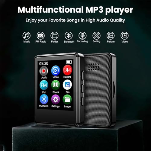 Image of M01 Portable Mp3 Music Player with Bluetooth 5.0, Hi-Fi Audio, 1.77-inch Colour Screen, 32gb Storage (up to 128gb), Type-C Port, SD Card Slot, Video Playback, E-Book, Alarm (Black)