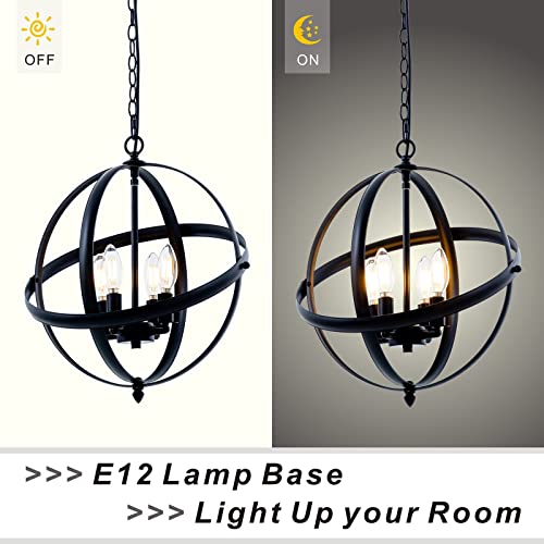 MXFles Farmhouse Chandelier 15 inch Pendant Light Fixture for Kitchen Island, Changeable Features, Bronze & Black - Image 5