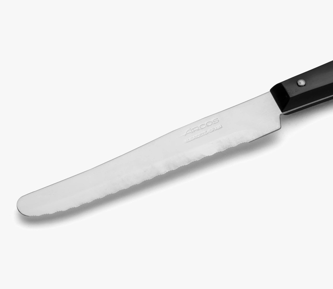 Arcos Cuchillos de Mesa - Hoja Serrada Acero Inoxidable Nitrum 110 mm - Mango Nylon Negro - Ideal para Postres - Serie C