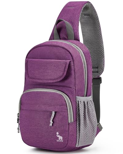 [OIWAS] スリングバッグ クロスボディ バックパック 男性用 ワンストラップ バックパック ハイキング デイパック チェストバッグ 女性用, ブラック, クラシック