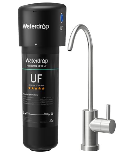 Waterdrop 10UB-UF 0.01 μm Ultra Filtration Under Sink Water Filter System for Baçtёria Reduction, Reduces Lead, Chlorine, Bad Taste & Odor, 11K Gallons, with Dedicated Faucet, USA Tech